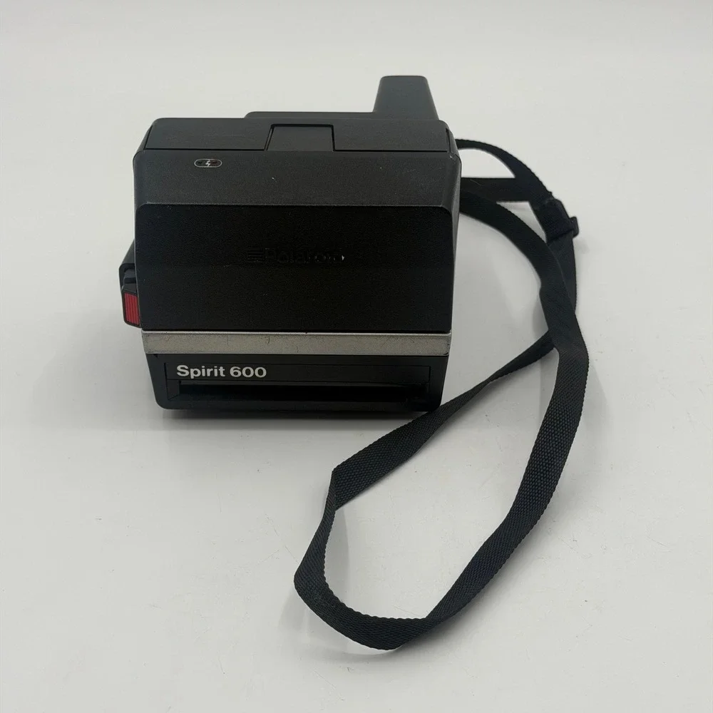 Polaroid Spirit 600 Vintage Instant Film Camera Black Silver Built-in Flash